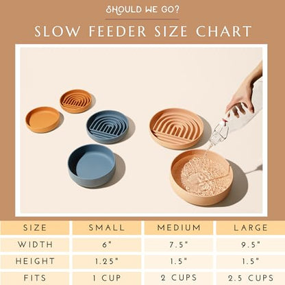 Should We Go? Slow Feeder for Dogs & Puppies, The Slowdown Bowl Silicone Slow Eating, Modern Lick Mat Design, Reduces Gulping, Fits 2 Cups, 7.5” Across x 1.5” Tall, Mealtime Challenge, Medium-Tan - color: Tan - Rainbow Design, size: Medium (7.5” Across x