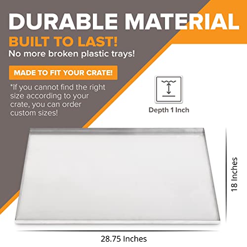 Pinnacle Systems (Galvanized, 28.75" L X 18" W X 1") Frisco Metal Replacement Crate Tray for Heavy Duty Single and Double Door Dog Crate Chew Proof Crack Proof Multipurpose Tray - size: 28.8"L x 18.0"W x 1.0"H