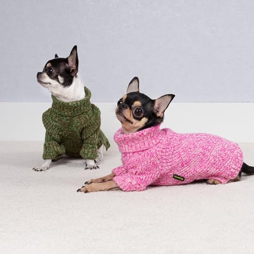 Fitwarm Knitted Turtleneck Dog Sweater, Cozy Dog Winter Clothes for Small Dogs Girl, Holiday Pet Outfit, Heather Pink, XS - color: Heather Pink, size: X-Small
