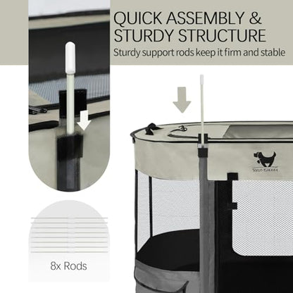 Rest-Eazzzy Dog Playpen, Foldable Kitten Playpen for Medium Dogs, Portable Pet Puppy Playpen with Removable Shade Cover, Indoor Outdoor Travel Camping Use for Small Pets with Carrying Case (S, Grey) - style: Small