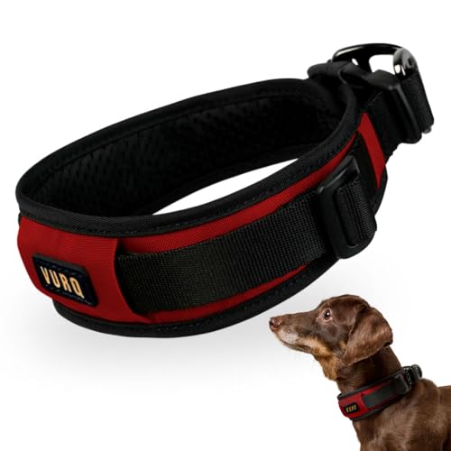 Padded Dog Collar for Large Medium Small Dogs, Wide Soft Lightweight Comfortable Fit, Adjustable Durable Dog Collar for Everyday Use – VURQ Comfort Collar (Red, Medium) - color: Red, size: Medium