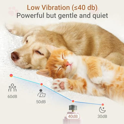 2 in 1 Cat & Dog Nail Clippers Grinder with Lights, Quick Sensor Safety Guard & Ultra-Quiet USB Rechargeable Cat & Dog Nail Trimmers, Dog Nail Grinder with 2 Bells for Women(Pink)