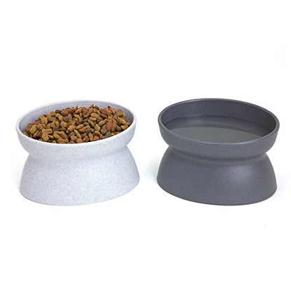 Kitty City Elevated Cat Bowls (Set of 2),Whisker-Friendly Raised Cat Food & Water Dishes,Modern Pedestal Design,Dishwasher Safe,6.5 oz Each – White & Gray,(Pack of 6) - size: Small (Pack of 6)