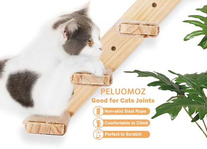 Cat Climbing Shelves Four Stair Shelf Wall Mounted Reversible Left & Right Direction, Cat Stairway Shelf for Climbing with Sisal Rope Ladder Wall Pets Furniture - color: 1 Piece