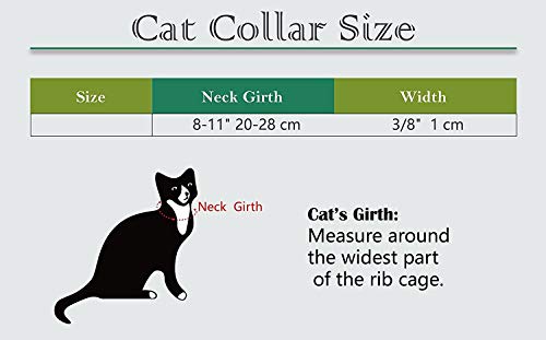 CHUKCHI Heart Bling Cat Collar with Safety Belt and Bell 8-11 Inches(Pink) - color: Pink