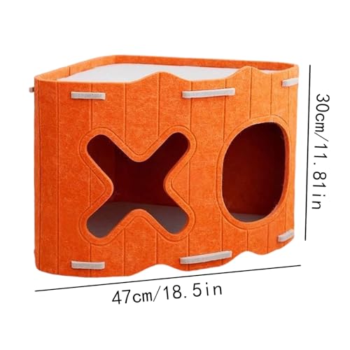Genérico Felt Cave Cats - Semi-Gated Pets - Spacious Cave | Winter Use Outdoor Camping Travel Home & Bedroom & Living Room Apartment Balcony - color: Orange