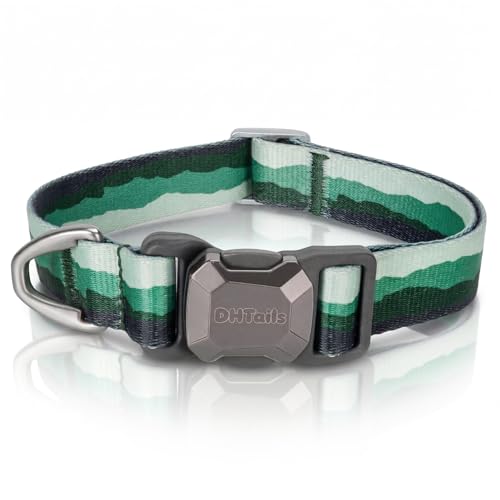 Upgraded Dog Collar with Magnetic Quick Release,Adjustable Gradient Nylon Pet Collar with Heavy Metal Buckle for Medium and Large Dogs (Forest Mist, L) - color: Forest Mist, size: L