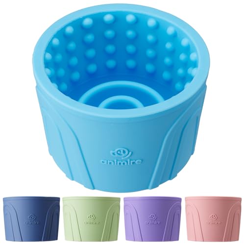 Dog Slow Feeder Lick Bowl, Anxiety Relief Dog Licking Mat Treat Dispenser, Non-Slip Anti-Choking Slow Eating Lick Bowl for Small Medium and Large Breed Dogs, BPA Free Silicone - color: Light blue, size: S