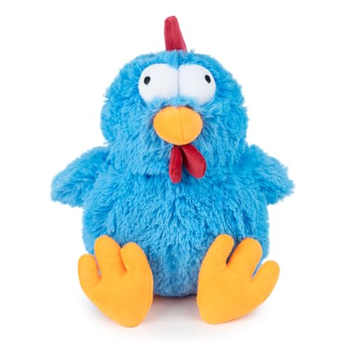 Best Pet Supplies Interactive Squeaky Dog Chew Toy, Ideal Dog Toys for Chewers, Small, Medium & Large Dogs, and Fetch Lovers - Cluck (Blue), Large - color: Cluck (Blue), size: Large