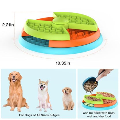 Slow Feeder Dog Bowl 3 Layers, Reduces Boredom and Anxiety, Food Puzzle Feeder, Non-Slip Interactive Puzzle Game for Small/Medium/Larger Dogs (2pcs) - color: Orange and Purple