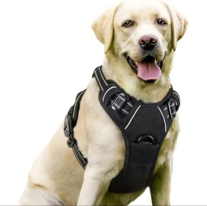 Dog Harness, 2 Leash Clips, Ajustable and Padded, Reflective, No Pull and No Choke.