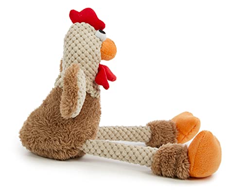 goDog Checkers Skinny Rooster Squeaky Plush Dog Toy, Chew Guard Technology - Brown, Small - color: Checkers - Skinny Rooster (Brown), size: Small