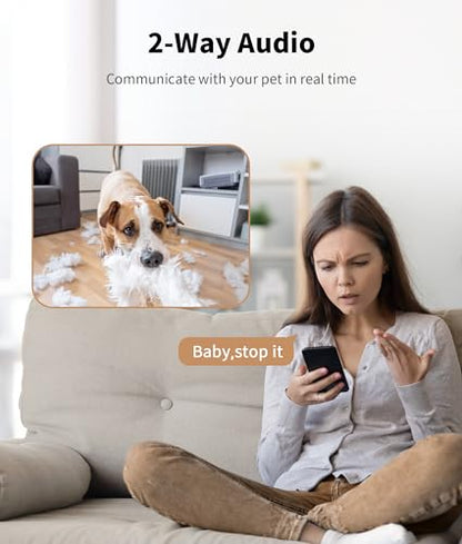 TKENPRO 2K Pet Camera Treat Dispenser, 360°View Dog Camera with Phone App, 5G&2.4G WiFi 2-Way Talk Pet Cam Indoor for Cats Remote Treat Tossing, Motion Alerts, Auto Tracking - color: White