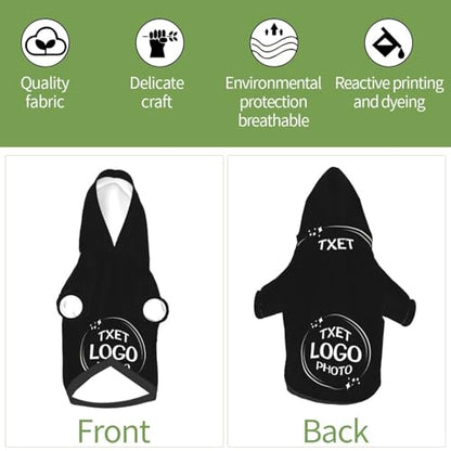 Personalized Dog Hooded Sweatshirt Pet Sweatshirt Design Custom Picture Text Clothes for Small Dogs Cats Customized Puppy Apparel Gifts Black Pet Hoodies - color: Black, size: XX-Large