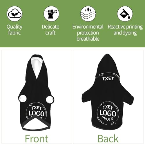 Personalized Dog Hooded Sweatshirt Pet Sweatshirt Design Custom Picture Text Clothes for Small Dogs Cats Customized Puppy Apparel Gifts Black Pet Hoodies - color: Black, size: Small