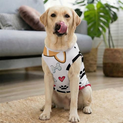 Cooling Dog Shirt for Sunmmer, LCE Silk Breathable Pet Vest Tank Top with Cute paw Bone Print, Lightweight UV Sun Protection Dog Clothes for Indoor -Shedding & Outdoor Walk, 37-55 lbs