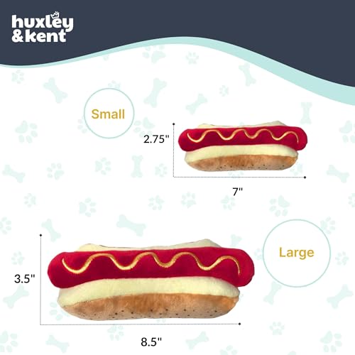 Huxley & Kent Funny Dog Toy w/Squeaker – Power Plush Squeaky Dog Toys for Small, Medium & Large Dogs – Soft Stuffed Animal for Indoor Play & Fetch - Haute Dog, Small - size: Small, style: Haute Dog