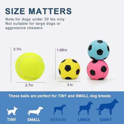 Squeaky Dog Ball, Soft Latex Rubber Squeaky Dog Toys for Small Dogs Puppies, Cute Bounce Squeak Toys Play Fetch Soccer Ball - color: 2.0″ Soccer ball - 3 Pack, size: Small