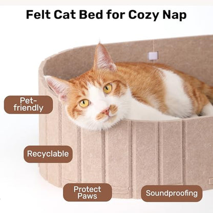 FUKUMARU Cat Scratcher, 24 Inch Sofa Shape Cat Scratching Bed, Reversible Detachable Cats Scratching Board, Round Cats Scratch Pads Refill Indoor, Beige - color: Beige