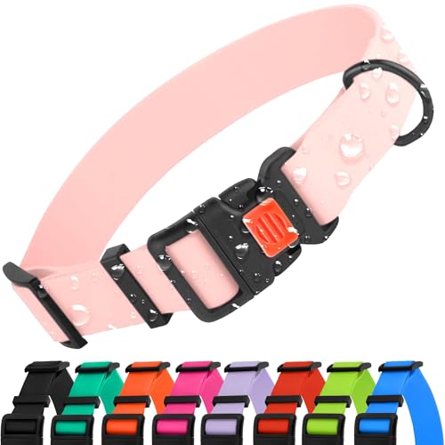 CollarDirect Waterproof Dog Collar - Silicone, Plastic Collar, Odor-Resistant, Easy to Clean, for Large, Medium, Small Dogs - Adjustable Collar with Breakaway Buckle (Neck Fit 18"-26", Baby Pink) - color: Baby Pink, size: Neck Fit 18"-26"