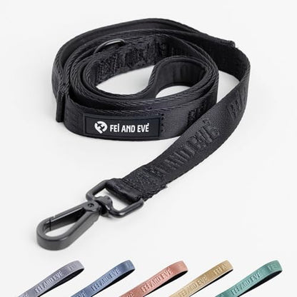 Fei & Eve Classic Dog Leash - 4FT, Dual Padded Handles, 360° Swivel Hook, Heavy Duty 210D Nylon - No-Pull Design with Traffic Control Handle - for Small/Medium/Large Dogs, Black - color: Black, size: 4FT