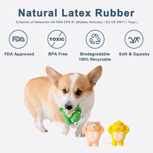 3 Pack Squeaky Dog Toys for Medium Dogs, Soft Latex Chicken Squeaky Dog Ball, Cute Funny Squeak Different Animals Frog Bear Chicken Pet Toys - color: Different Animals - 3 Pack, size: Medium