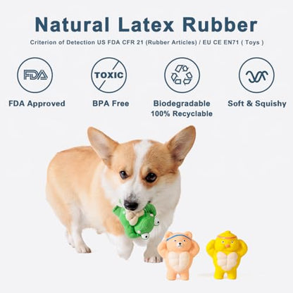 3 Pack Squeaky Dog Toys for Medium Dogs, Soft Latex Chicken Squeaky Dog Ball, Cute Funny Squeak Different Animals Frog Bear Chicken Pet Toys - color: Different Animals - 3 Pack, size: Medium