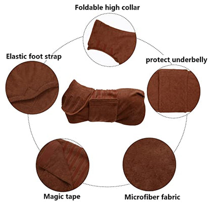 Geyecete Dog Drying Coat - Dog Bathrobe Towel - Microfibre Fast Drying Super Absorbent Pet Cat Bath Robe Towel, Luxuriously Soft - Khaki - S - color: Khaki, size: Small