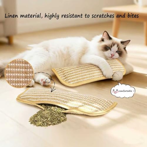 Catnip Chew Toy, Cat Toys Pack of 5 with 3 Lamb-Scented Wool Balls, Interactive Catnip Chew Toy, Soft Sisal Material, 6000mg of Catnip, Suitable for Indoor Scratching, Chewing, and Teething