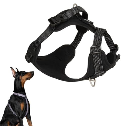 All-Weather No Pull Dog Harness Reflective Vest Harness QR Code Anti-Lost Adjustable Quick-Release Buckle Soft Padded Breathable Harness for Large Dogs (Super Reflect-Black, XL) - color: Super Reflect-Black, size: XL