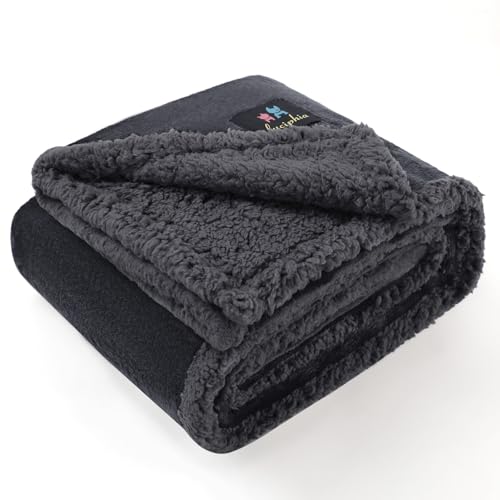 Luciphia Waterproof Bed Blanket Washable,Soft Sherpa Fleece Puppy Reversible Throw Blankets for Small Dog Cat,Furniture Cover Protector Couch Bed from Liquid Pee and Pet Fur, Grey, 40" x 28" - color: Grey, size: S (40" x28")