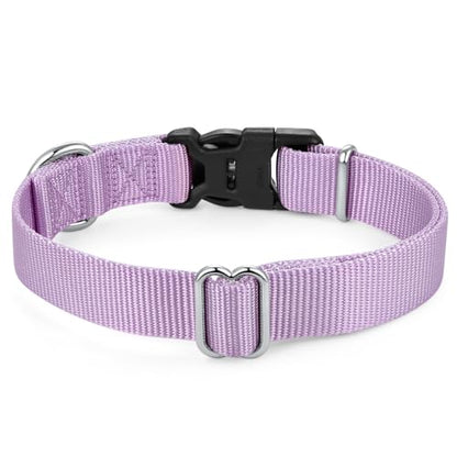 Mikivery Nylon Dog Collar with Quick Release Buckle Soft Adjustable Sturdy for Small Medium Large Dogs Violet,L - color: Violet, size: L：17.5"-25.5"