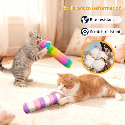 Kerros Cat Toys Pillows 3 Pack, Soft Cat Kitten Toy with Catnip Inside Interactive Toys for Indoor Cats Kittens Self Play, Kick, Swatting, Biting, Hunting, Exercise