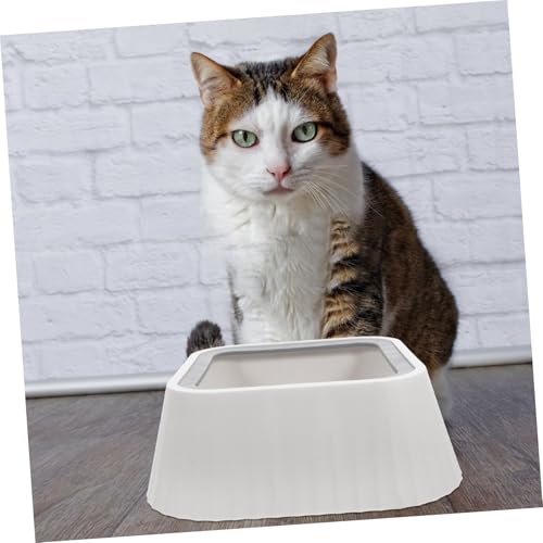 Toddmomy Floating Pet Water Bowl for Cats and Small Dogs Spill Design Material for Home Use - color: White