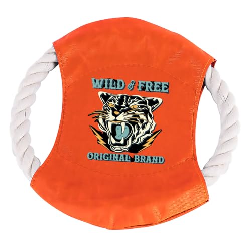 Cotton Rope Flying Disc - Durable & Safe Dog Chew Toy, Non-Toxic Interactive Frisbee for Beach, Park, Backyard Play, Ideal for Medium/Large Dogs - color: Orange, size: WILD & FREE