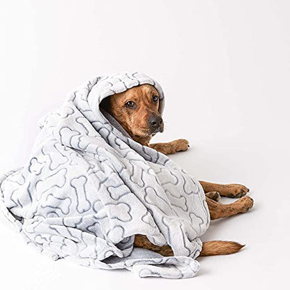 Bone Dry Embossed Bone Print Pet Blanket, 36x48", Gray - color: Gray