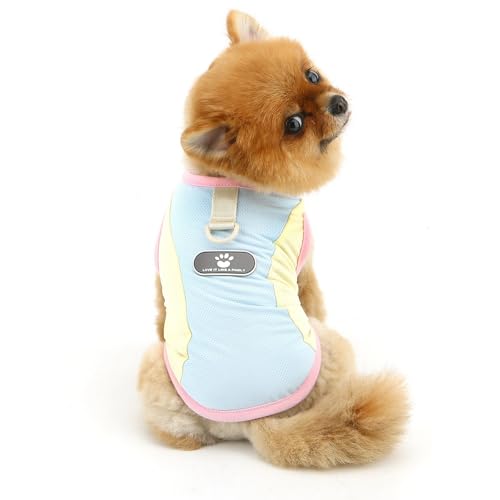 PAIDEFUL Summer Cooling Dog Shirt for Small Dogs Breathable Mesh Pet T-Shirts UV Sun Protection Puppy Vest Soft Lightweight Doggie Tank Top Fashion Chihuahua Tee Clothes Cat Apparel D-Ring,Blue,S - color: blue, size: S