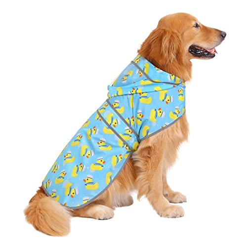 HDE Dog Raincoat with Clear Hood Rain Jacket Poncho for Small Medium Large Dogs Sailor Ducks Blue - XL - color: Sailor Ducks Blue, size: X-Large