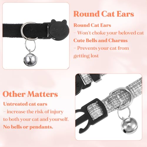 Velvet Cat Collar, Removable Kitten Bow Tie - Breakaway Cat Collar with Bell - Safety Buckle, Adjustable 7-11 Inches for Cats