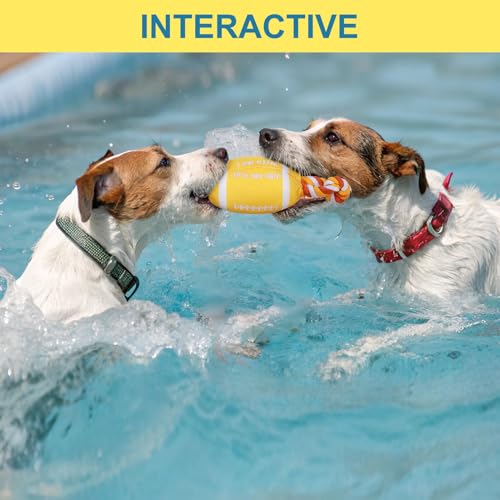 BEAUTYZOO Floating Dog Pool Toys for Small/Medium Dogs - Durable Chew-Resistant Squeaky Water Dog Toy with Rope, Interactive Fetch & Tug of War, Summer Swimming Beach Play (Oxford Fabric) - color: Yellow