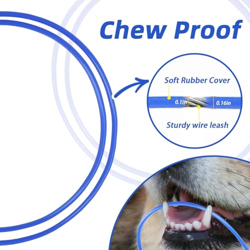PUPTECK Chew Proof Dog Leash with Detachable Short Leashes Padded Handle Reflective, Heavy Duty Steel Cable Lead for Small Medium Large Dogs Training Walking, Blue 4.9ft - color: Blue