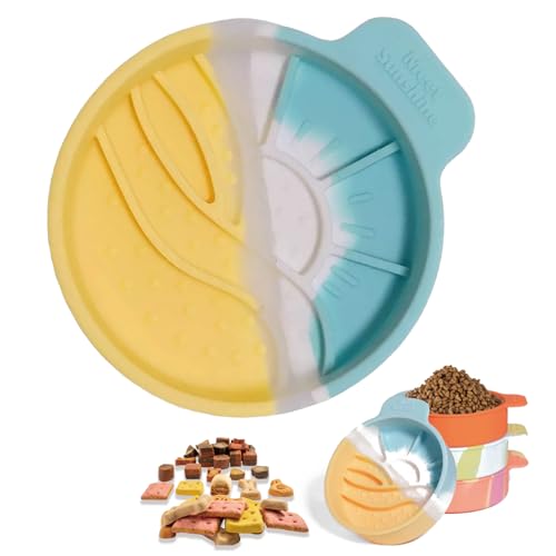 Colorful Round Slow Feeder Bowl for Small Dog & Cat Easy to Clean Silicone Round Shape Cat Bowl (Yellow) - color: Yellow