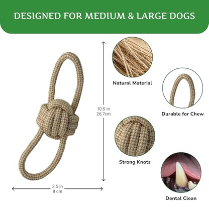 Natural Hemp Dog Rope Toy, Durable Chew and Tug Toy for Medium and Large Dogs, Biodegradable Dental Cleaning Pet Toy (Double Loop Ball) - size: Double Loop Ball