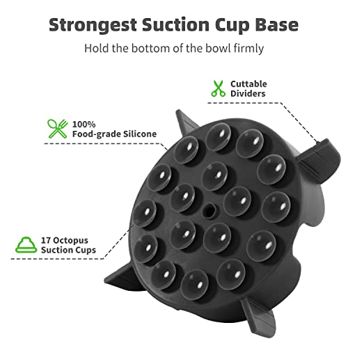 Jaoul Slow Feeder Dog Bowls Insert, 5.4 Inch Cuttable Slow Feeder Insert with 17 Octopus Suction Cups for Small Size Dog Food Bowl (Small, Black) - color: Black, size: Cuttable(Small)