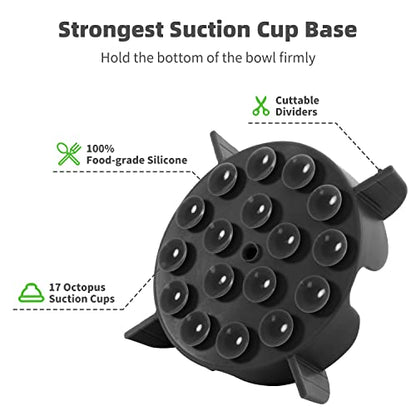 Jaoul Slow Feeder Dog Bowls Insert, 5.4 Inch Cuttable Slow Feeder Insert with 17 Octopus Suction Cups for Small Size Dog Food Bowl (Small, Black) - color: Black, size: Cuttable(Small)