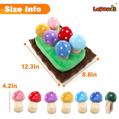 Hide and Seek Dog Toys, Squeaky Interactive Puzzle Dog Toys for Boredom and Stimulation, Dog Enrichment Toys for Small and Medium Dogs (Mushrooms, Pack of 7) - style: B-Mushrooms