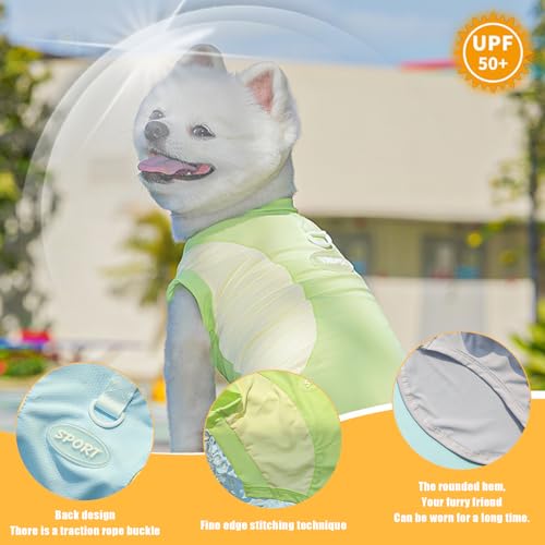 Dog Cooling Vest,Sunblock Dogs Shirts Quick Dry Lightweight and Breathable Dog T-Shirts with D-Ring Sleeveless Pet Clothes for Small Medium Large (Green, X-Large) - color: Green, size: X-Large