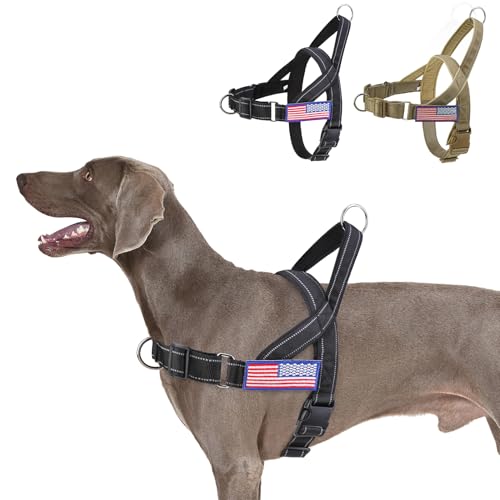 BINGPET No Pull Dog Harness for Large Dogs | Escape-Proof & No-Choke | Soft Padded Vest with Handle & Reflective Front Clip | Quick-Fit for Training, Hiking & Daily Walks | Black, L - color: Black, size: L (Chest 25-31in)