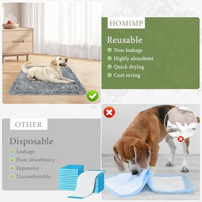 Washable Pee Pads for Dogs, 2 Pack Reusable Puppy Pads Waterproof, Absorbent and Leakproof Dog Pee Pads, Non Slip Puppy Training Pads, Pet Mat for Floor, Crate, Couch, Whelping,Grey, 36"x36" - size: 36"x36"(Pack of 2)