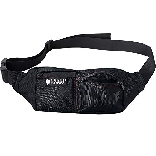 Leash Boss Dog Treat Pouch for Training | Training Treat Pouches for Pet Training | Treat Bag for Dog Training | Portable Kibble Snack Container for Pets | Fanny Pack Waist Belt Transport On The Go - color: Black, size: Regular